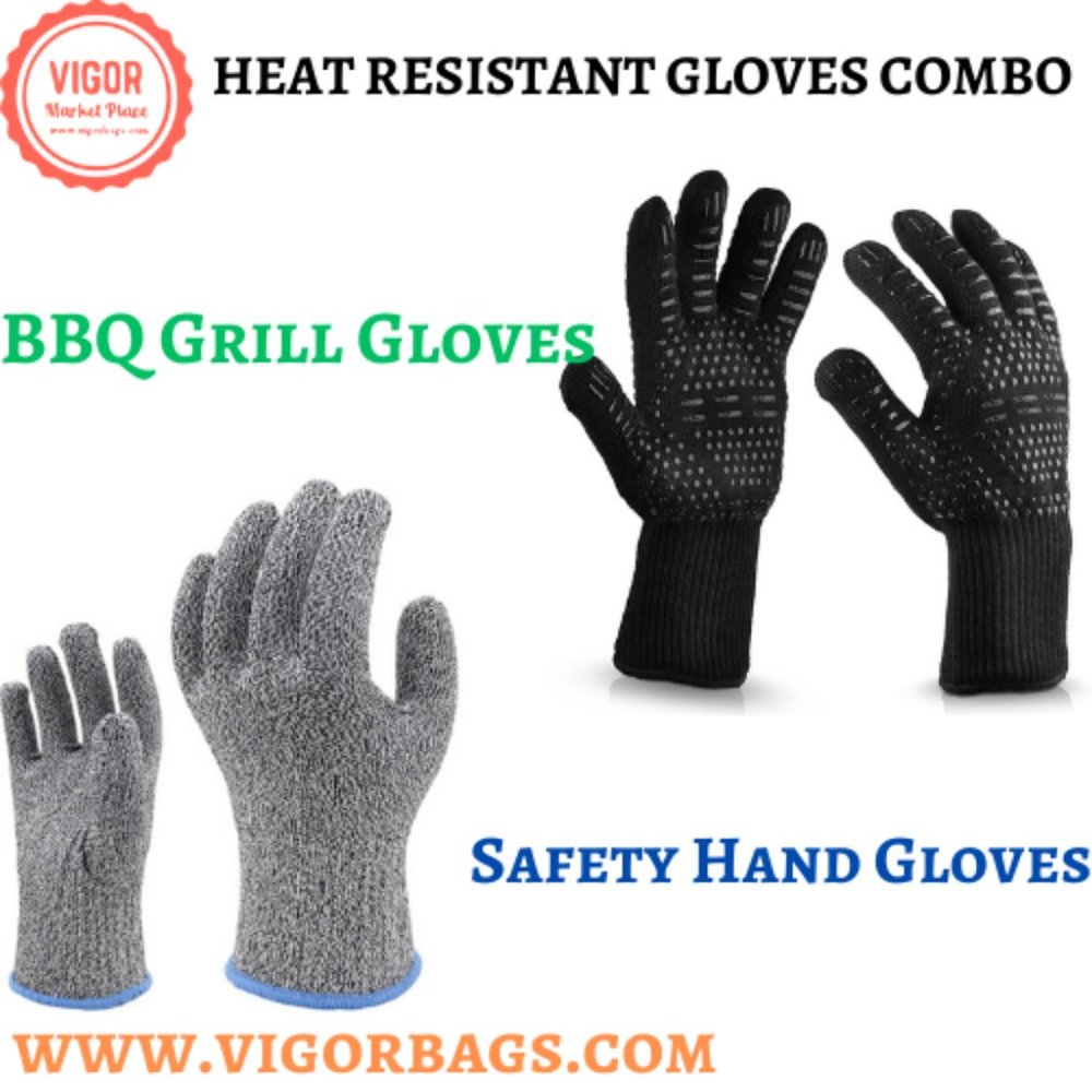 Protection Cut Safety Work Hand Gloves & Oven BBQ Grill Gloves 932°F Heat Resist